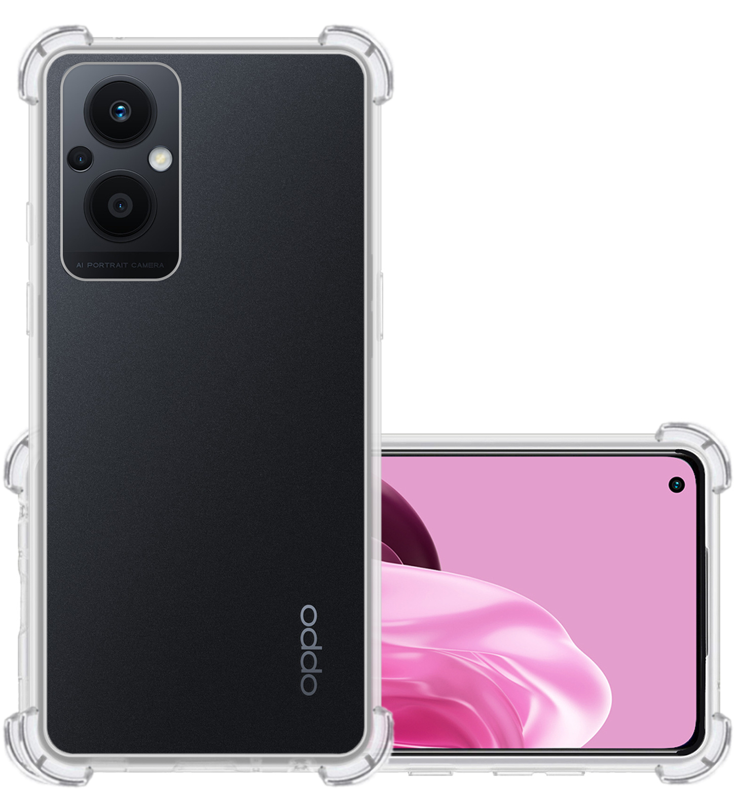 NoXx Hoes Geschikt voor OPPO Reno 8 Lite Hoesje Siliconen Cover Shock Proof Back Case Shockproof Hoes - Transparant