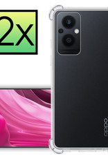 NoXx Hoes Geschikt voor OPPO Reno 8 Lite Hoesje Siliconen Cover Shock Proof Back Case Shockproof Hoes - Transparant - 2x