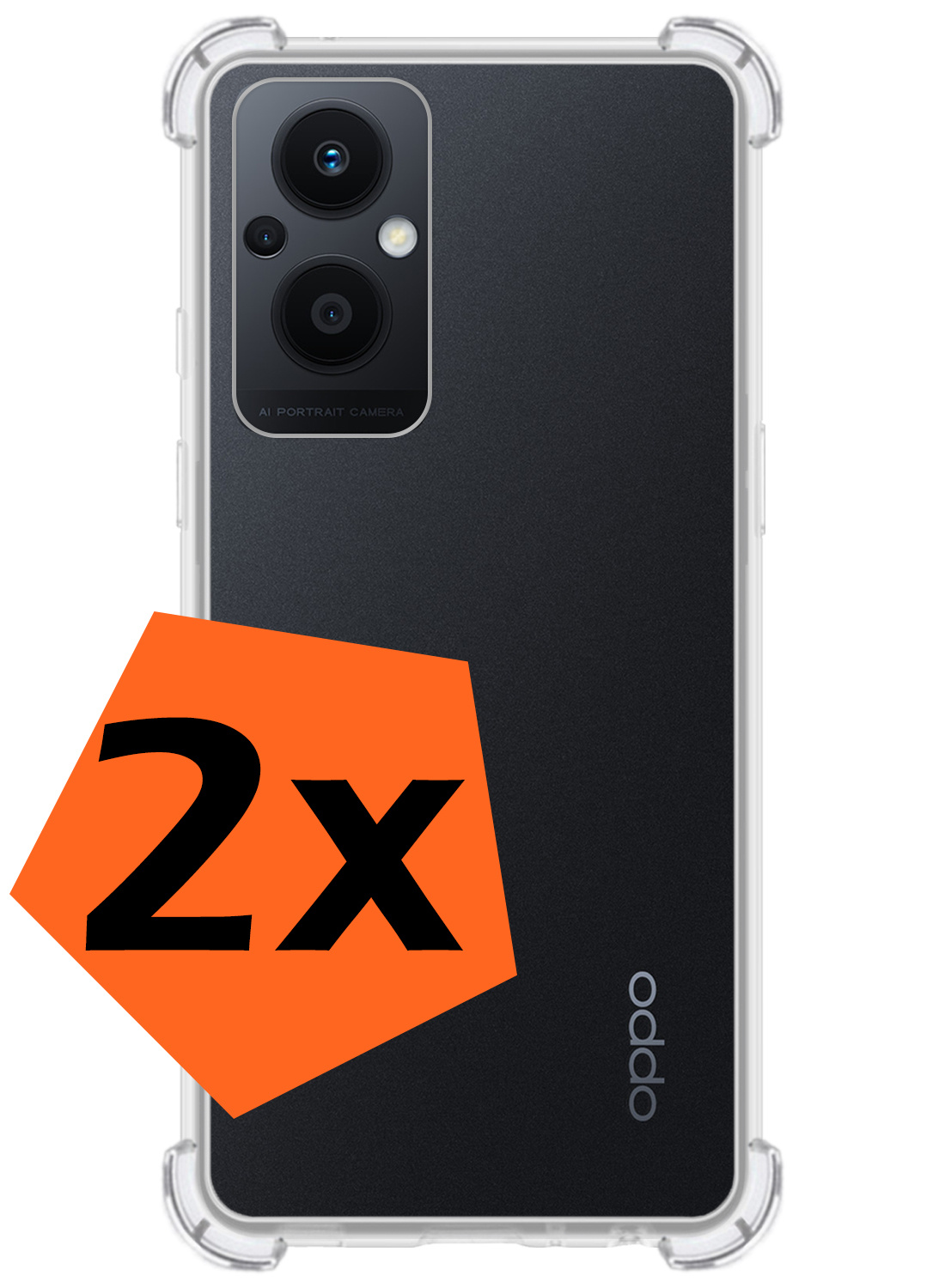 Nomfy Hoesje Geschikt voor OPPO Reno 8 Lite Hoesje Shock Proof Cover Case Shockproof - Hoes Geschikt voor OPPO Reno 8 Lite Hoes Siliconen Back Case - Transparant - 2 PACK