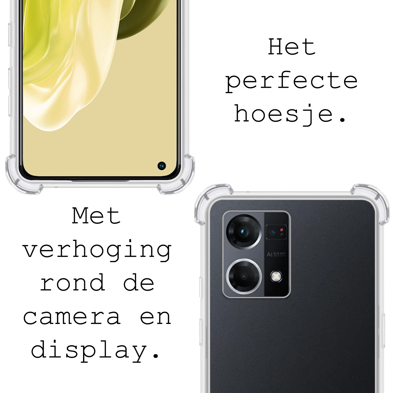 BASEY. Hoes Geschikt voor OPPO Reno 7 Hoesje Shock Proof Case Hoes Siliconen Met 2x Screenprotector - Hoesje Geschikt voor OPPO Reno 7 Hoes Cover Shockproof - Transparant