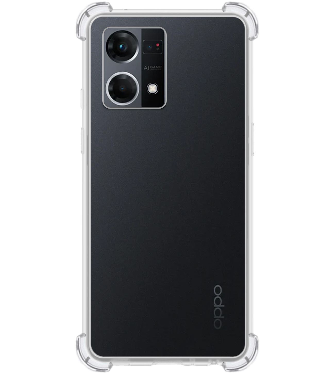 BASEY. Oppo Reno7 Hoesje Shock Proof Case Hoes Met 2x Screenprotector - Oppo Reno7 Hoes Cover Shockproof Transparant