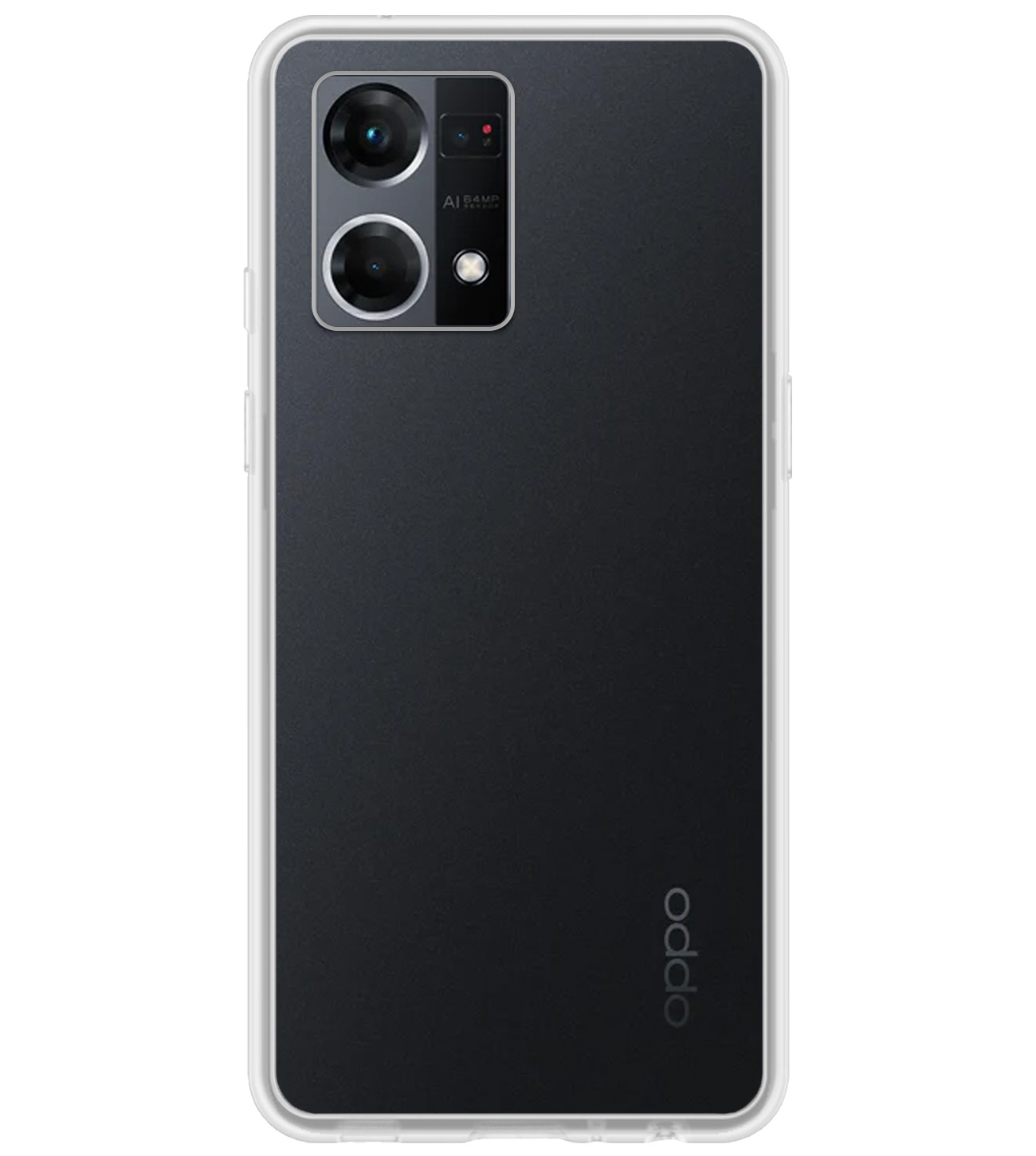 BASEY. Hoes Geschikt voor OPPO Reno 7 Hoesje Siliconen Back Cover Case Met Screenprotector - Hoesje Geschikt voor OPPO Reno 7 Hoes Cover Hoesje - Transparant