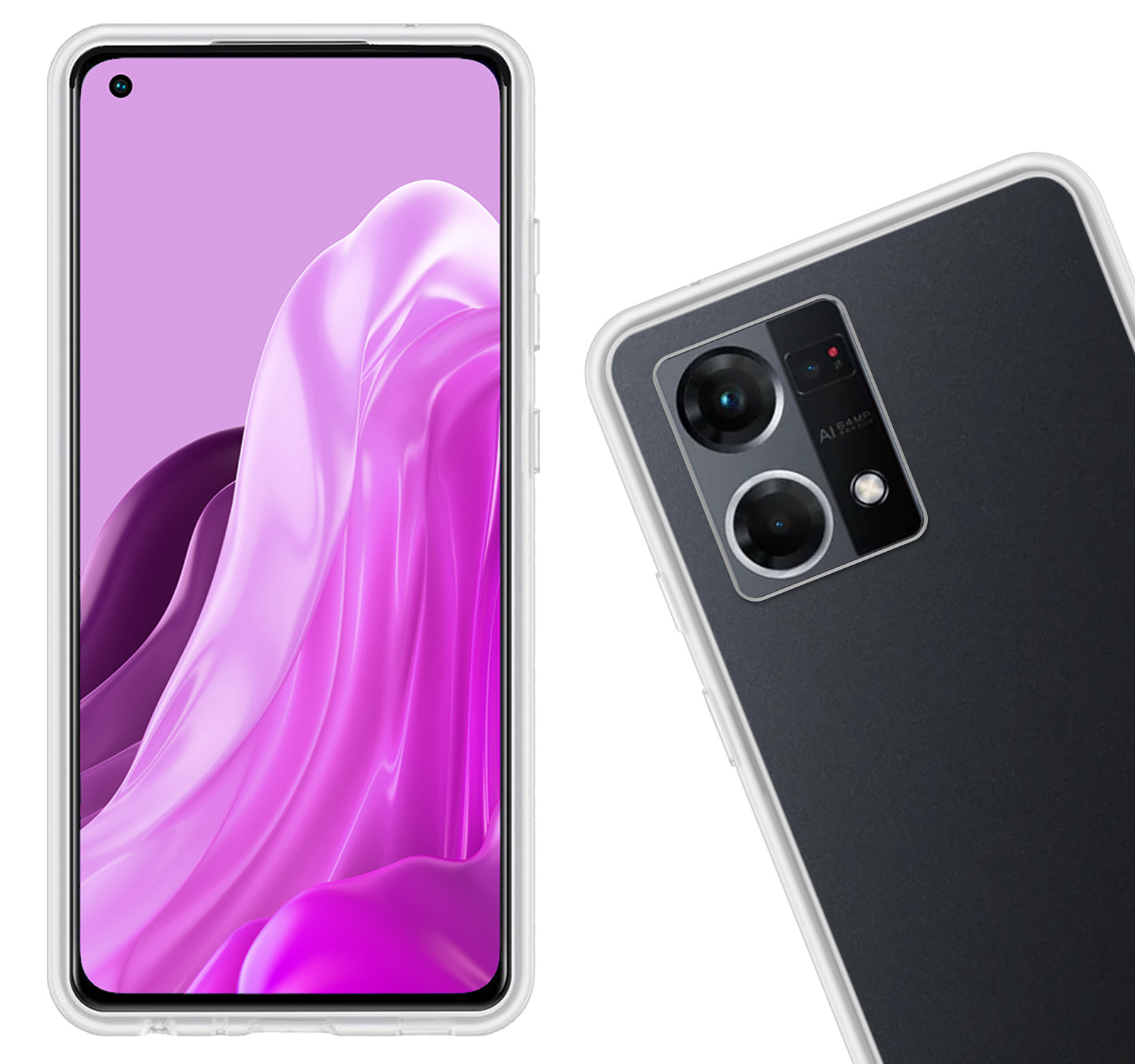 Nomfy Hoesje Geschikt voor OPPO Reno 7 Hoesje Siliconen Cover Case Met Screenprotector - Hoes Geschikt voor OPPO Reno 7 Hoes Back Case - Transparant