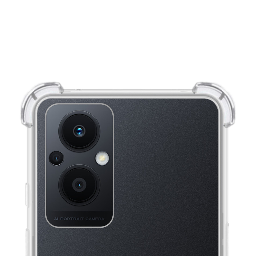 NoXx Hoes Geschikt voor OPPO Reno 8 Lite Hoesje Siliconen Cover Shock Proof Back Case Shockproof Hoes Met 2x Screenprotector - Transparant