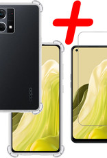 BASEY. Hoes Geschikt voor OPPO Reno 7 Hoesje Shock Proof Case Hoes Siliconen Met Screenprotector - Hoesje Geschikt voor OPPO Reno 7 Hoes Cover Shockproof - Transparant