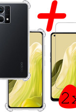 BASEY. Hoes Geschikt voor OPPO Reno 7 Hoesje Shock Proof Case Hoes Siliconen Met 2x Screenprotector - Hoesje Geschikt voor OPPO Reno 7 Hoes Cover Shockproof - Transparant