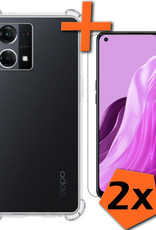 Nomfy Hoesje Geschikt voor OPPO Reno 7 Hoesje Shock Proof Cover Case Shockproof Met 2x Screenprotector - Hoes Geschikt voor OPPO Reno 7 Hoes Siliconen Back Case - Transparant