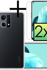 NoXx Hoes Geschikt voor OPPO Reno 7 Hoesje Cover Siliconen Back Case Hoes Met 2x Screenprotector - Transparant