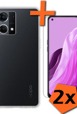 Nomfy Hoesje Geschikt voor OPPO Reno 7 Hoesje Siliconen Cover Case Met 2x Screenprotector - Hoes Geschikt voor OPPO Reno 7 Hoes Back Case - Transparant