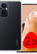 BASEY. Hoes Geschikt voor OPPO Reno 8 Lite Hoesje Siliconen Back Cover Case - Hoesje Geschikt voor OPPO Reno 8 Lite Hoes Cover Hoesje - Transparant - 2 Stuks