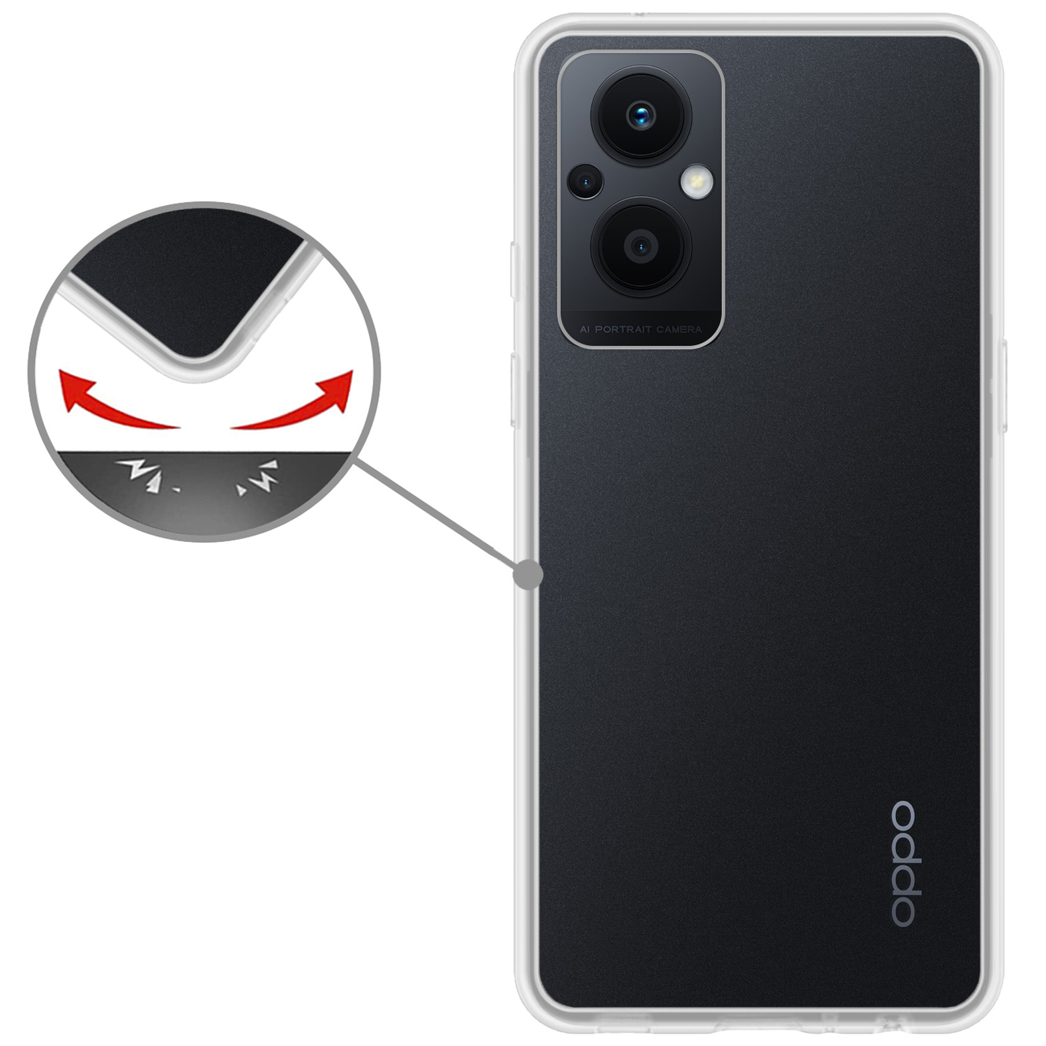Nomfy Hoesje Geschikt voor OPPO Reno 8 Lite Hoesje Siliconen Cover Case - Hoes Geschikt voor OPPO Reno 8 Lite Hoes Back Case - Transparant