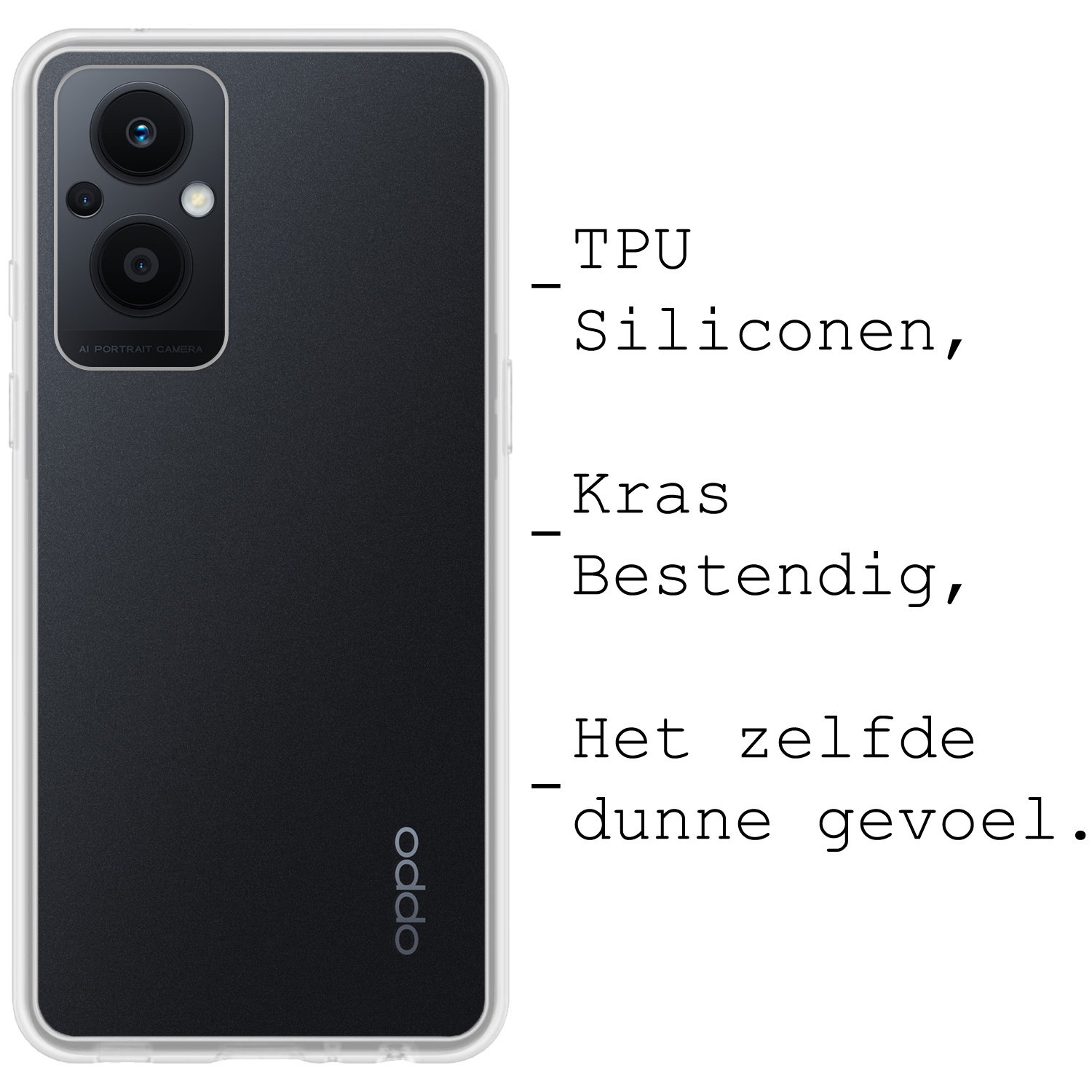 BASEY. Hoes Geschikt voor OPPO Reno 8 Lite Hoesje Siliconen Back Cover Case Met Screenprotector - Hoesje Geschikt voor OPPO Reno 8 Lite Hoes Cover Hoesje - Transparant