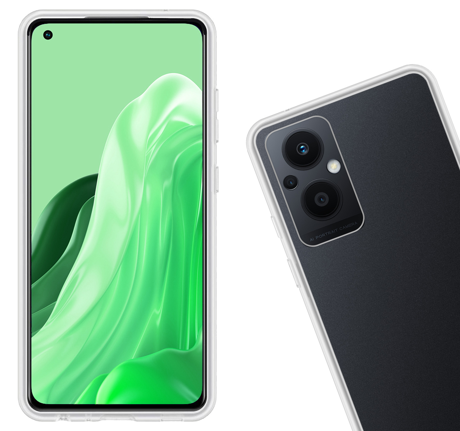 Nomfy Hoesje Geschikt voor OPPO Reno 8 Lite Hoesje Siliconen Cover Case Met 2x Screenprotector - Hoes Geschikt voor OPPO Reno 8 Lite Hoes Back Case - Transparant