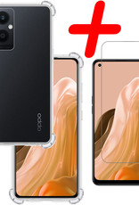 BASEY. Hoes Geschikt voor OPPO Reno 8 Lite Hoesje Shock Proof Case Hoes Siliconen Met Screenprotector - Hoesje Geschikt voor OPPO Reno 8 Lite Hoes Cover Shockproof - Transparant