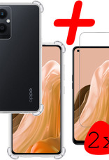 BASEY. Hoes Geschikt voor OPPO Reno 8 Lite Hoesje Shock Proof Case Hoes Siliconen Met 2x Screenprotector - Hoesje Geschikt voor OPPO Reno 8 Lite Hoes Cover Shockproof - Transparant