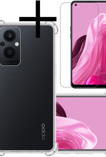NoXx Hoes Geschikt voor OPPO Reno 8 Lite Hoesje Siliconen Cover Shock Proof Back Case Shockproof Hoes Met Screenprotector - Transparant