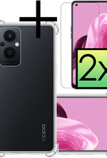 NoXx Hoes Geschikt voor OPPO Reno 8 Lite Hoesje Siliconen Cover Shock Proof Back Case Shockproof Hoes Met 2x Screenprotector - Transparant