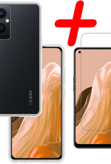 BASEY. Hoes Geschikt voor OPPO Reno 8 Lite Hoesje Siliconen Back Cover Case Met Screenprotector - Hoesje Geschikt voor OPPO Reno 8 Lite Hoes Cover Hoesje - Transparant