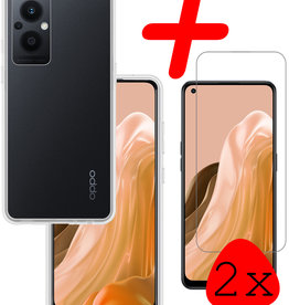 BASEY. Oppo Reno8 Lite Hoesje Siliconen Met 2x Screenprotector - Transparant