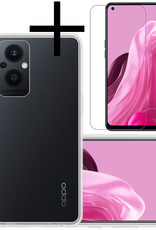 NoXx Hoes Geschikt voor OPPO Reno 8 Lite Hoesje Cover Siliconen Back Case Hoes Met Screenprotector - Transparant