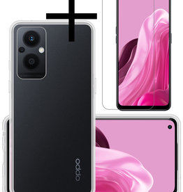 NoXx Oppo Reno8 Lite Hoesje Siliconen Met Screenprotector - Transparant