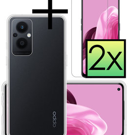NoXx NoXx Oppo Reno8 Lite Hoesje Siliconen Met 2x Screenprotector - Transparant