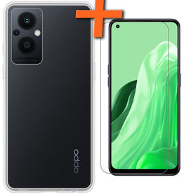 Nomfy Oppo Reno8 Lite Hoesje Siliconen Met Screenprotector - Transparant