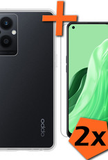 Nomfy Hoesje Geschikt voor OPPO Reno 8 Lite Hoesje Siliconen Cover Case Met 2x Screenprotector - Hoes Geschikt voor OPPO Reno 8 Lite Hoes Back Case - Transparant