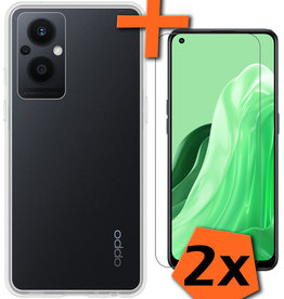 Nomfy Oppo Reno8 Lite Hoesje Siliconen Met 2x Screenprotector - Transparant