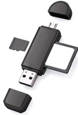 BASEY. SD Card Reader USB Micro SD Kaartlezer USB OTG 4-in-1 - Geschikt voor Telefoon, PC en Tablet