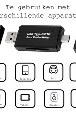 BASEY. SD Card Reader USB Micro SD Kaartlezer USB Type C / OTG 5-in-1 - Geschikt voor Telefoon, PC en Tablet