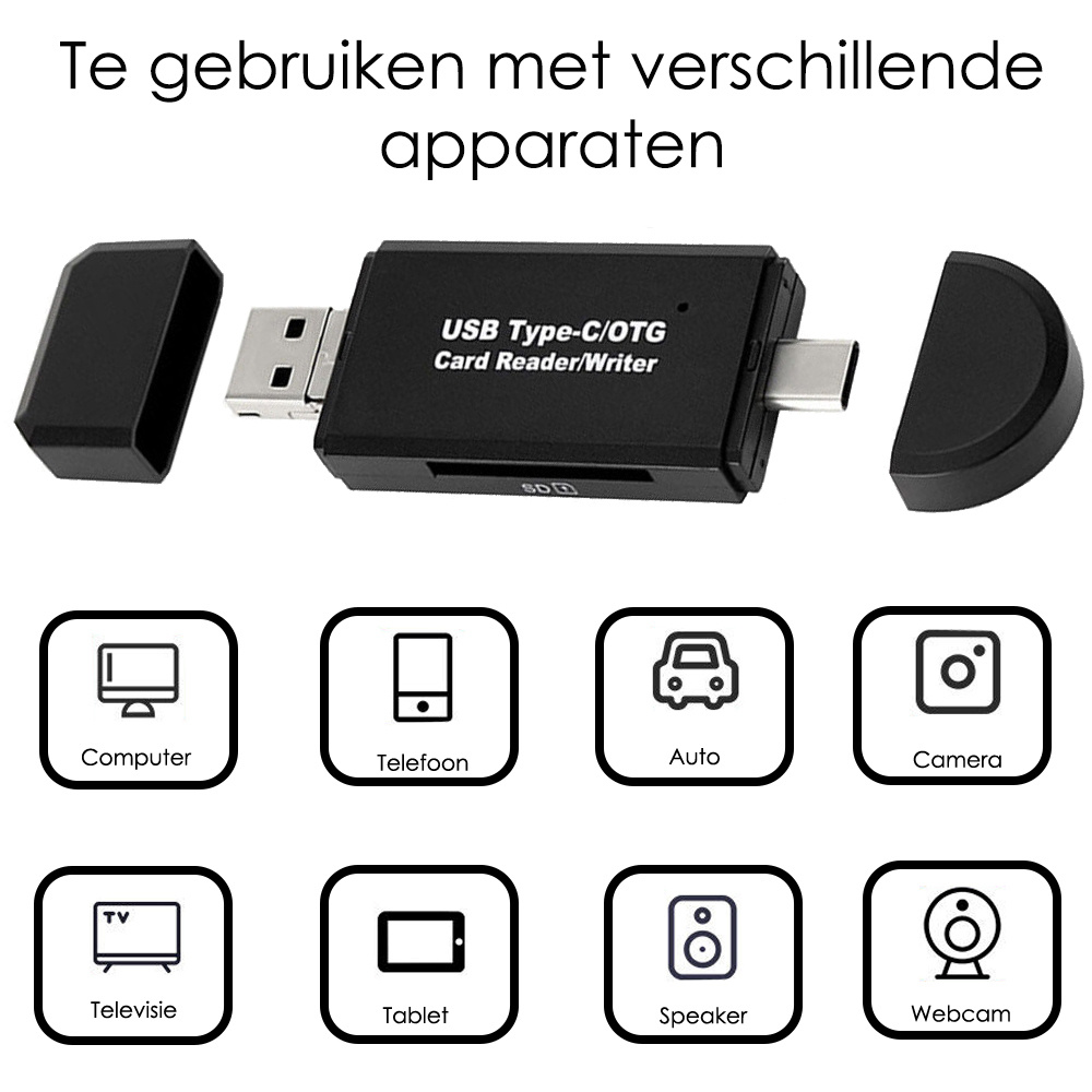 SD Kaartlezer USB Type C / OTG Micro SD Card 5-in-1 Reader USB