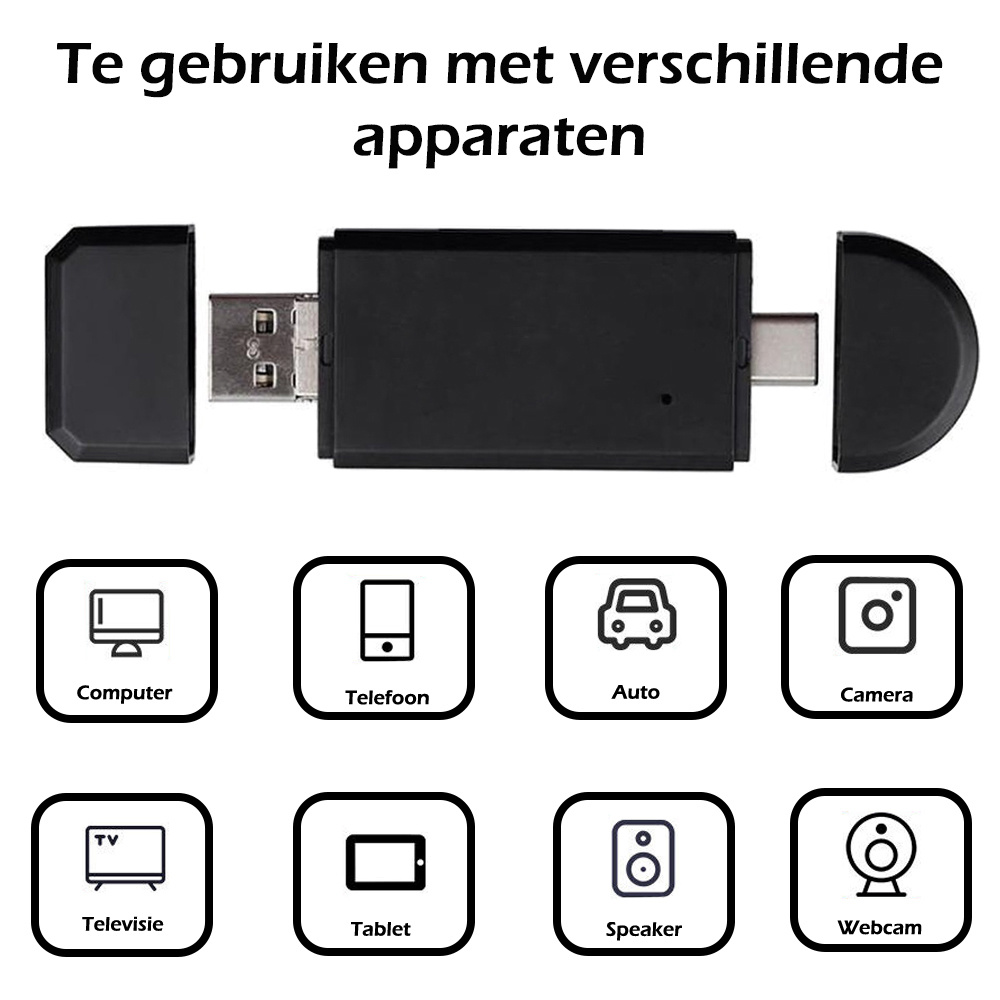 Nomfy Micro SD Kaartlezer USB SD Kaarlezer USB SD Card Reader USB Type C / OTG 5-in-1 - Geschikt voor Telefoon, PC en Tablet