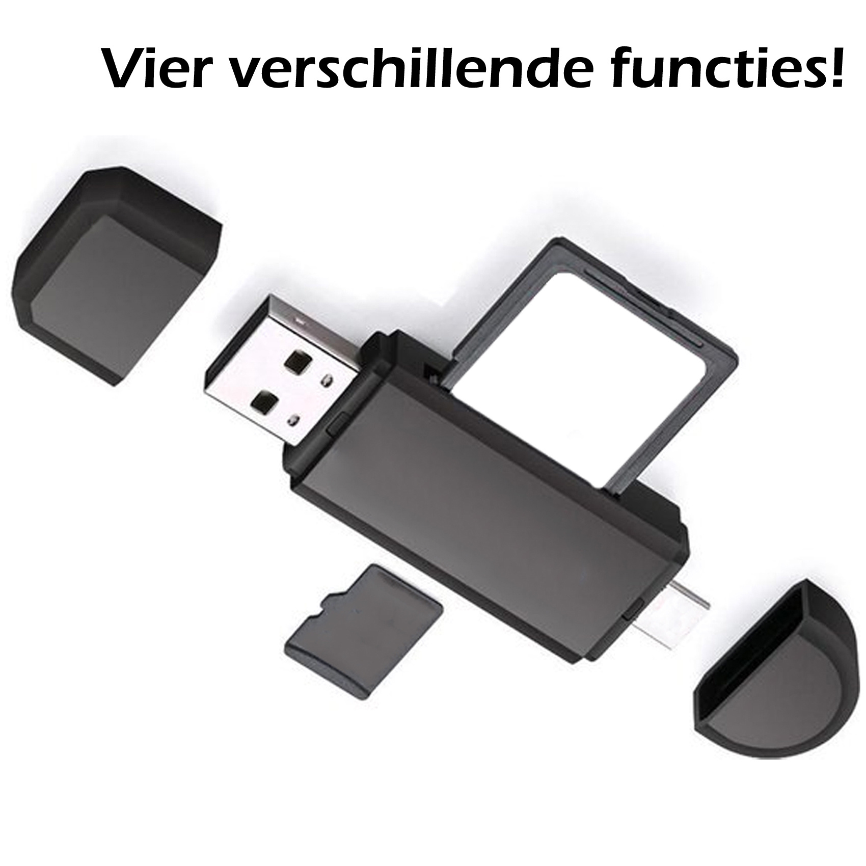 Nomfy Micro SD Kaartlezer USB SD Kaarlezer USB SD Card Reader USB Type C / OTG 5-in-1 - Geschikt voor Telefoon, PC en Tablet