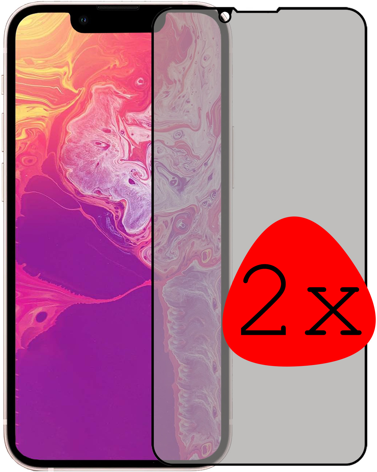 BASEY. Screenprotector Geschikt voor iPhone 14 Screenprotector Privacy Beschermglas - Screenprotector Geschikt voor iPhone 14 Screen Protector Full Screen Privacy - 2 Stuks