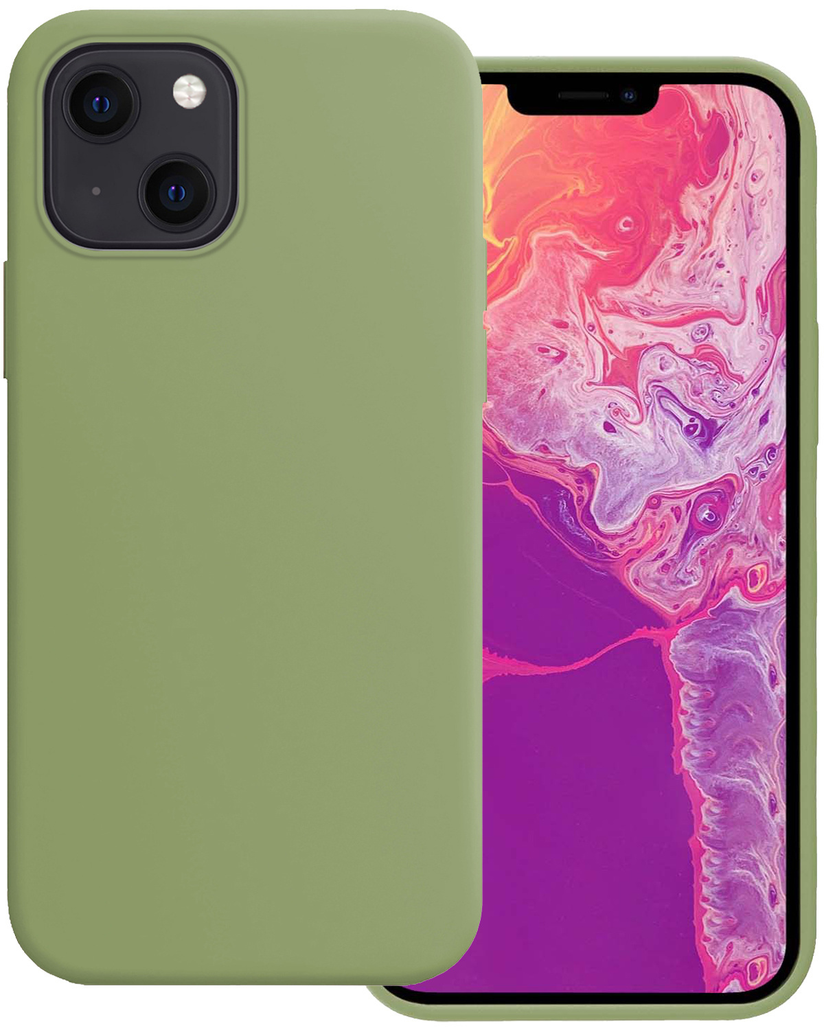 BASEY. Hoes Geschikt voor iPhone 14 Hoesje Siliconen Back Cover Case - Hoesje Geschikt voor iPhone 14 Hoes Cover Hoesje - Groen