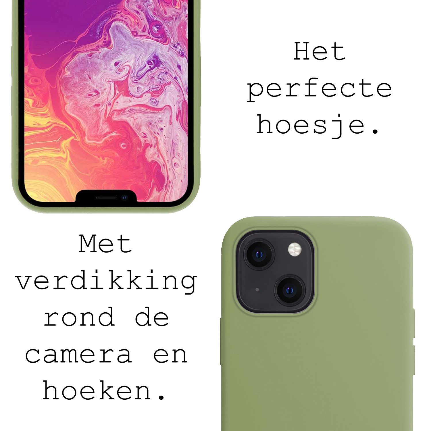BASEY. Hoes Geschikt voor iPhone 14 Hoesje Siliconen Back Cover Case - Hoesje Geschikt voor iPhone 14 Hoes Cover Hoesje - Groen