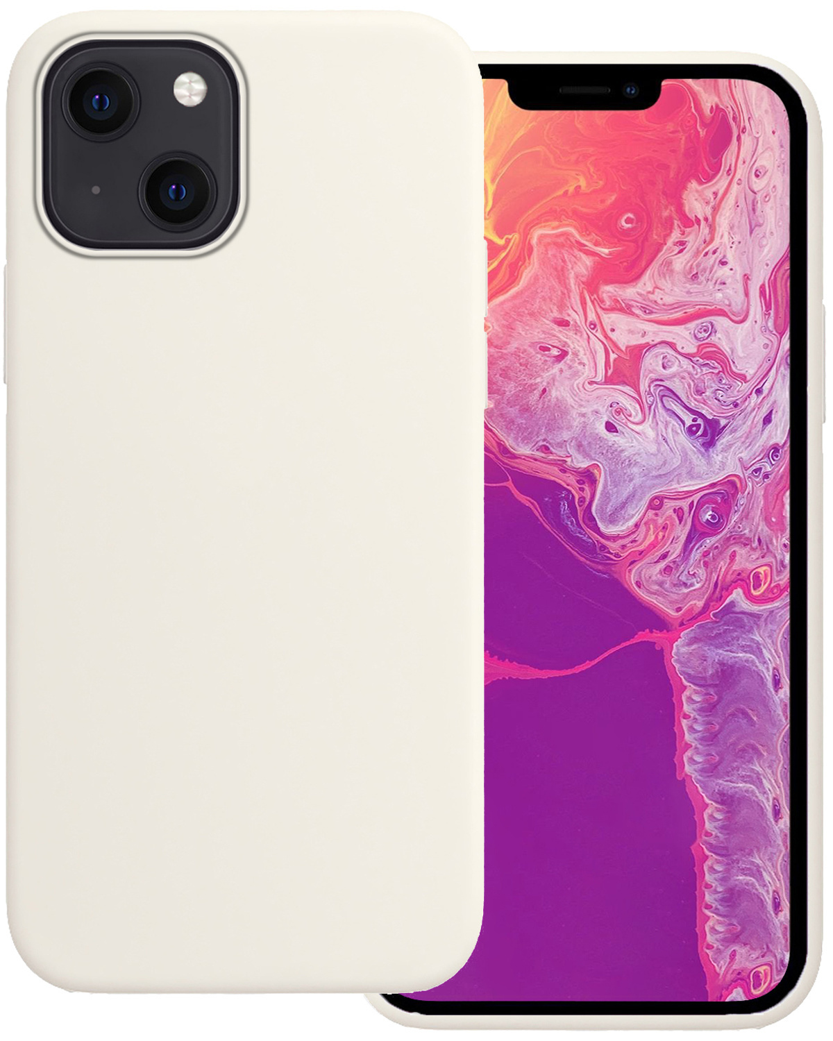 BASEY. Hoes Geschikt voor iPhone 14 Hoesje Siliconen Back Cover Case - Hoesje Geschikt voor iPhone 14 Hoes Cover Hoesje - Wit