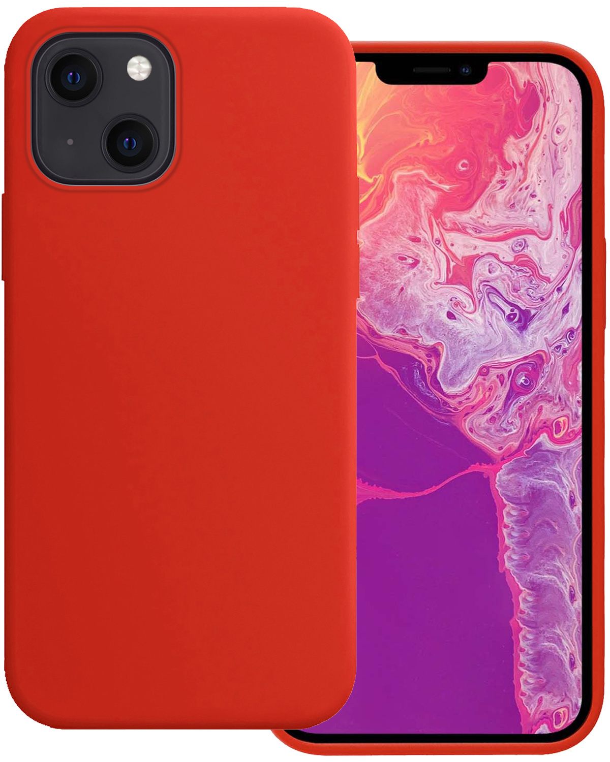 BASEY. Hoes Geschikt voor iPhone 14 Plus Hoesje Siliconen Back Cover Case - Hoesje Geschikt voor iPhone 14 Plus Hoes Cover Hoesje - Rood