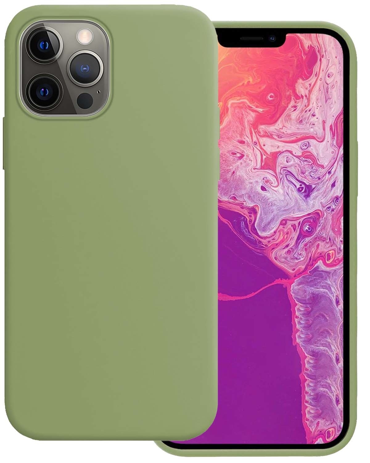 BASEY. Hoes Geschikt voor iPhone 14 Pro Hoesje Siliconen Back Cover Case - Hoesje Geschikt voor iPhone 14 Pro Hoes Cover Hoesje - Groen