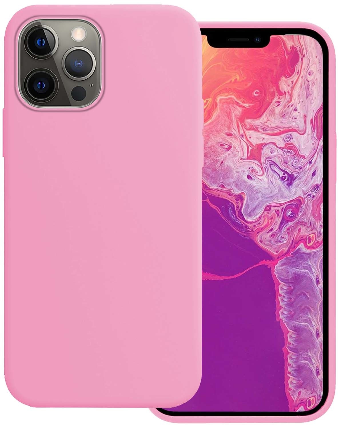 BASEY. Hoes Geschikt voor iPhone 14 Pro Hoesje Siliconen Back Cover Case - Hoesje Geschikt voor iPhone 14 Pro Hoes Cover Hoesje - Lichtroze