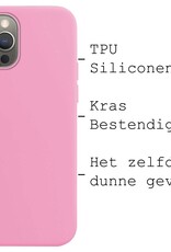 BASEY. Hoes Geschikt voor iPhone 14 Pro Hoesje Siliconen Back Cover Case - Hoesje Geschikt voor iPhone 14 Pro Hoes Cover Hoesje - Lichtroze