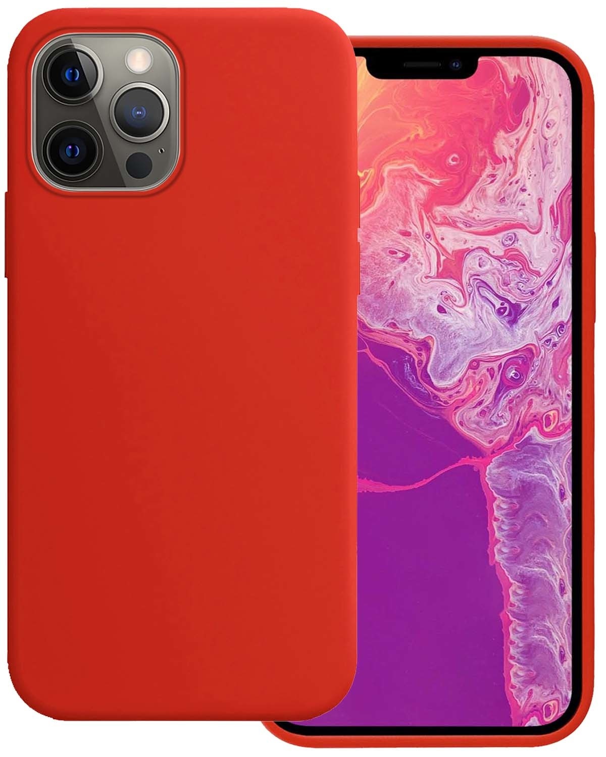 BASEY. Hoes Geschikt voor iPhone 14 Pro Hoesje Siliconen Back Cover Case - Hoesje Geschikt voor iPhone 14 Pro Hoes Cover Hoesje - Rood