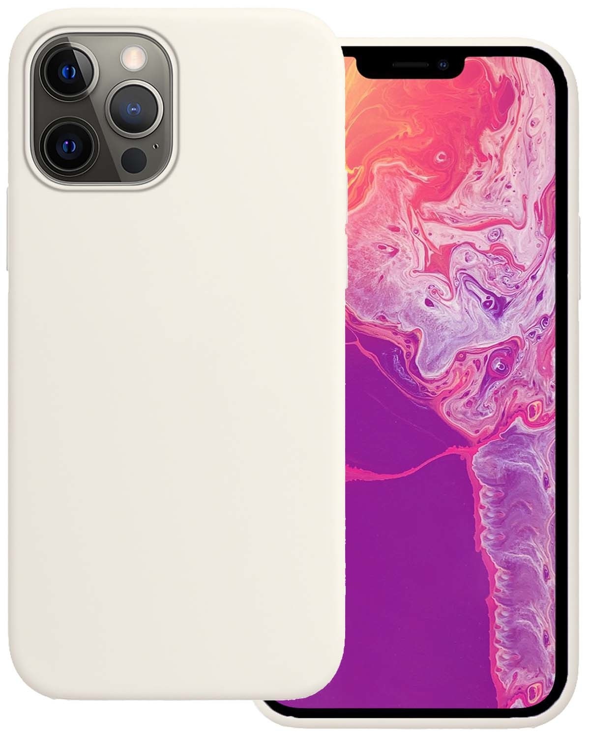 BASEY. Hoes Geschikt voor iPhone 14 Pro Hoesje Siliconen Back Cover Case - Hoesje Geschikt voor iPhone 14 Pro Hoes Cover Hoesje - Wit