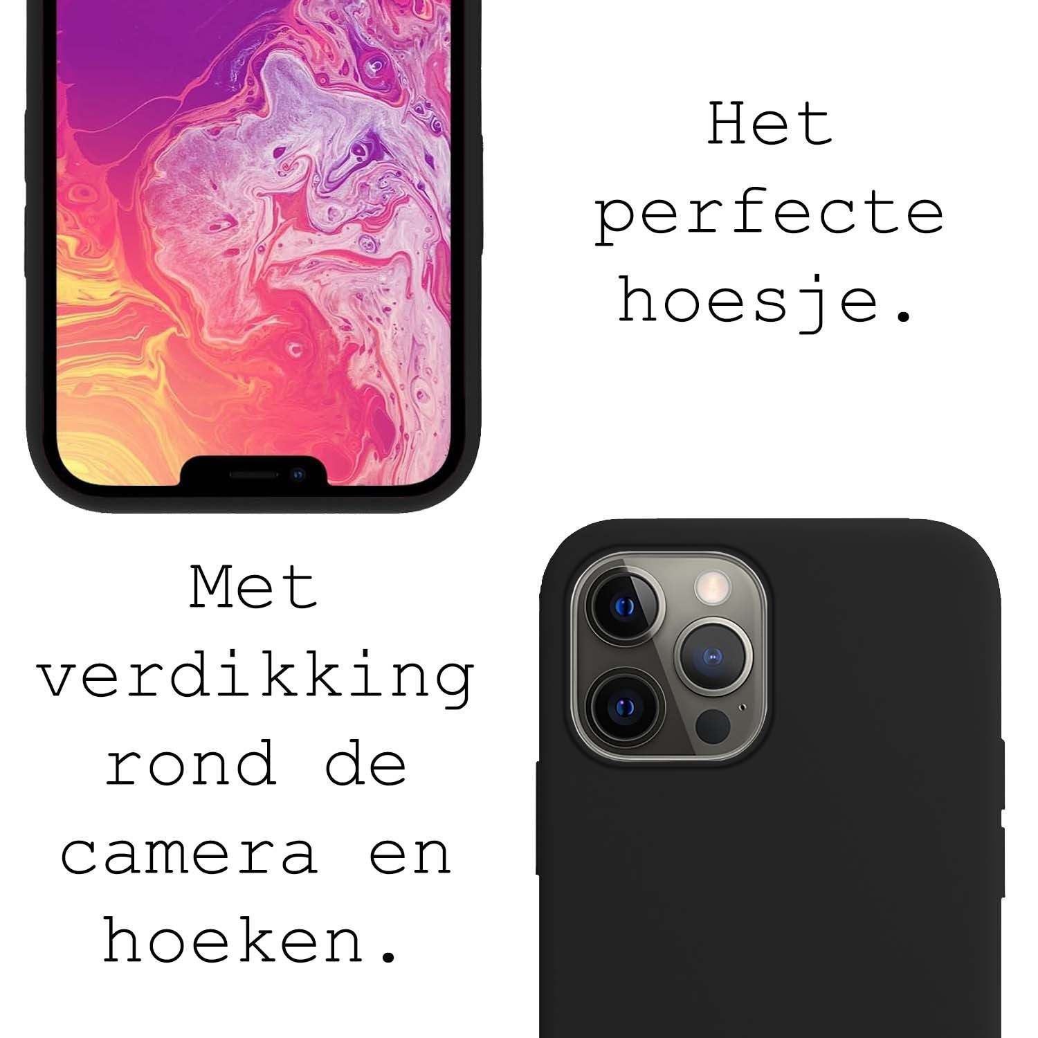 BASEY. Hoes Geschikt voor iPhone 14 Pro Max Hoesje Siliconen Back Cover Case - Hoesje Geschikt voor iPhone 14 Pro Max Hoes Cover Hoesje - Zwart