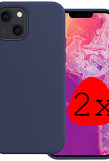 BASEY. Hoes Geschikt voor iPhone 14 Hoesje Siliconen Back Cover Case - Hoesje Geschikt voor iPhone 14 Hoes Cover Hoesje - Donkerblauw - 2 Stuks