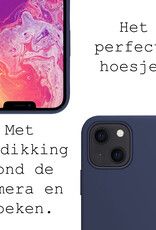BASEY. Hoes Geschikt voor iPhone 14 Hoesje Siliconen Back Cover Case - Hoesje Geschikt voor iPhone 14 Hoes Cover Hoesje - Donkerblauw - 2 Stuks