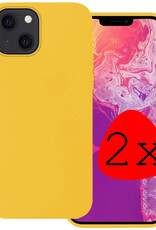 BASEY. Hoes Geschikt voor iPhone 14 Hoesje Siliconen Back Cover Case - Hoesje Geschikt voor iPhone 14 Hoes Cover Hoesje - Geel - 2 Stuks