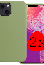 BASEY. Hoes Geschikt voor iPhone 14 Hoesje Siliconen Back Cover Case - Hoesje Geschikt voor iPhone 14 Hoes Cover Hoesje - Groen - 2 Stuks