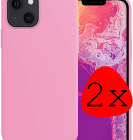 BASEY. iPhone 14 Hoesje Siliconen - Lichtroze - 2 PACK